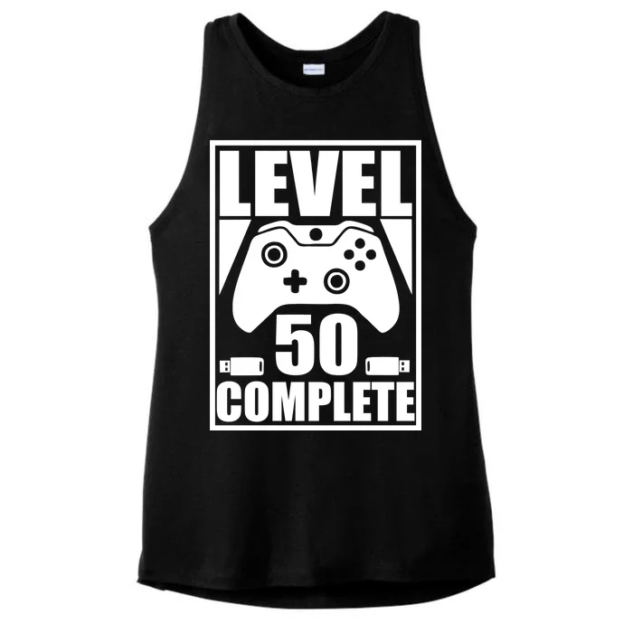 Level 50 Complete Video Gamer 50th Birthday Ladies Tri-Blend Wicking Tank