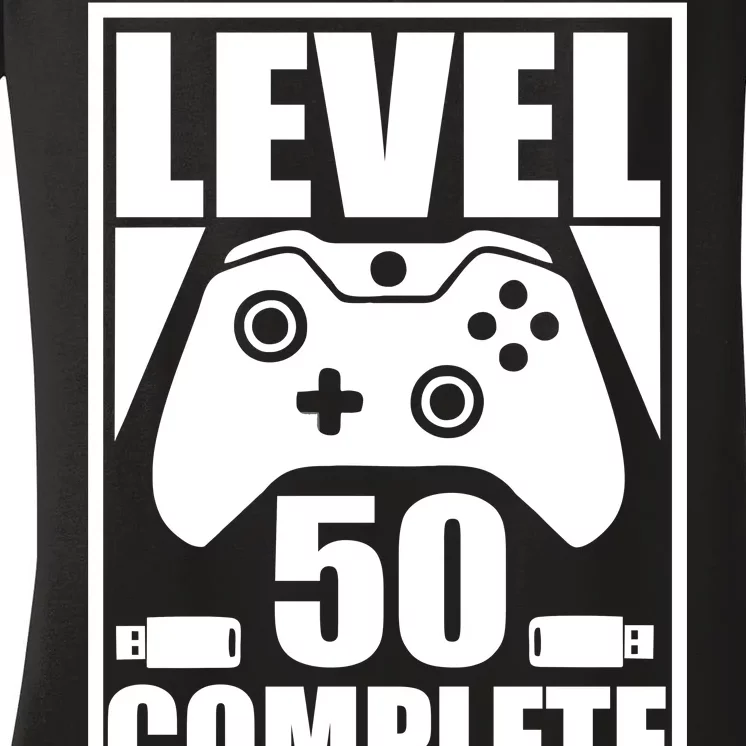 Level 50 Complete Video Gamer 50th Birthday Women's V-Neck T-Shirt