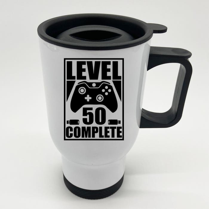 Level 50 Complete Video Gamer 50th Birthday Front & Back Stainless Steel Travel Mug