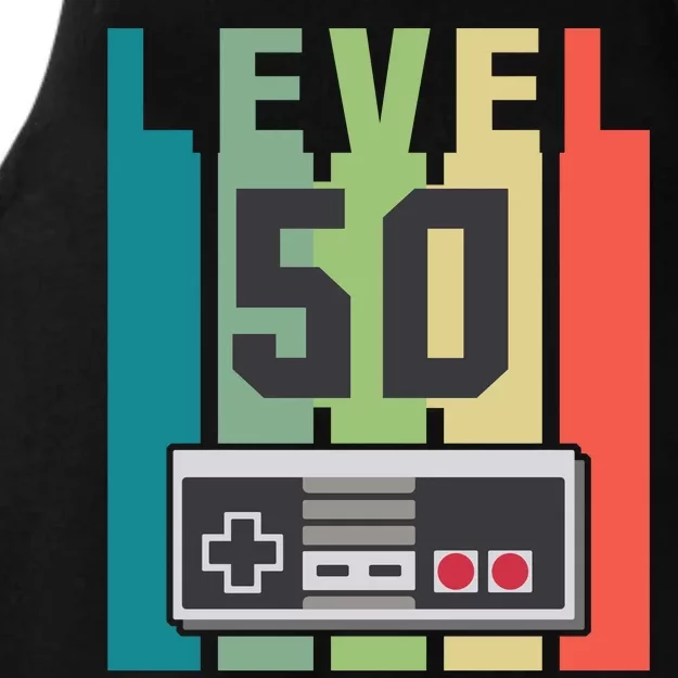 Level 50 Unlocked Funny Retro Gamer Birthday Ladies Tri-Blend Wicking Tank