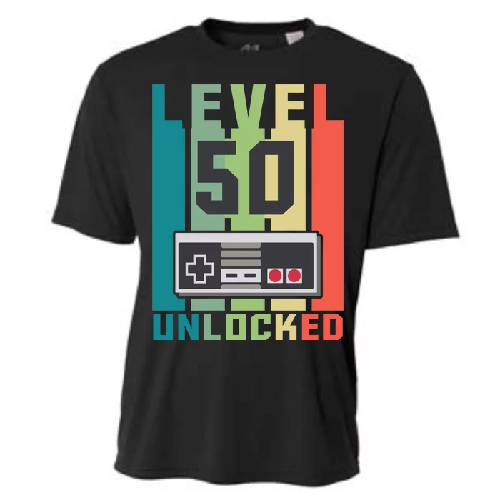 Level 50 Unlocked Funny Retro Gamer Birthday Cooling Performance Crew T-Shirt