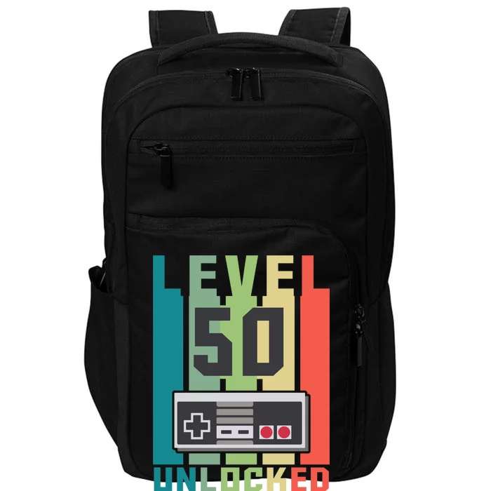 Level 50 Unlocked Funny Retro Gamer Birthday Impact Tech Backpack