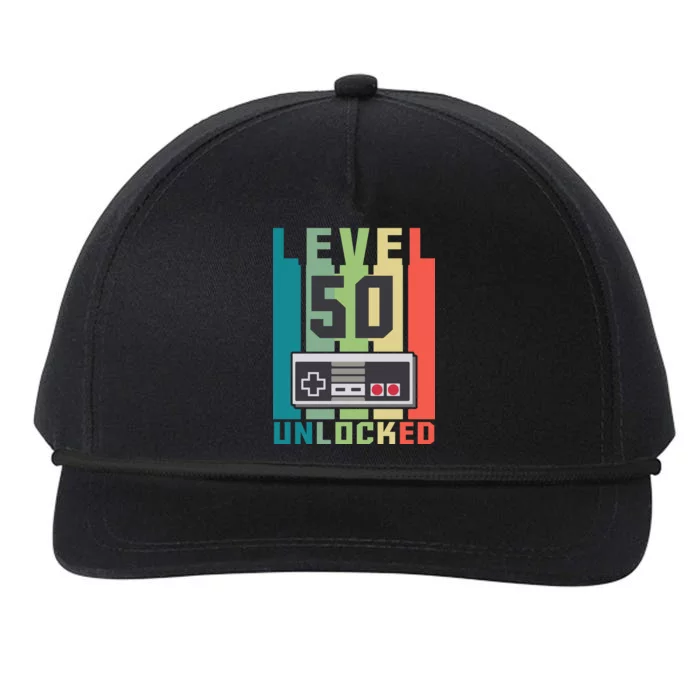 Level 50 Unlocked Funny Retro Gamer Birthday Snapback Five-Panel Rope Hat