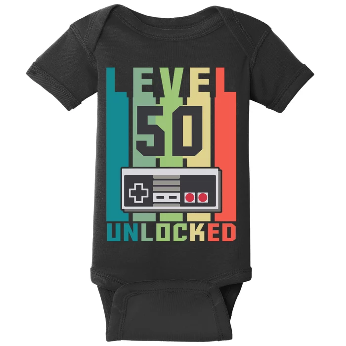 Level 50 Unlocked Funny Retro Gamer Birthday Baby Bodysuit