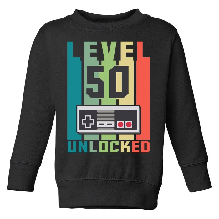 Level 50 Unlocked Funny Retro Gamer Birthday Toddler Sweatshirt