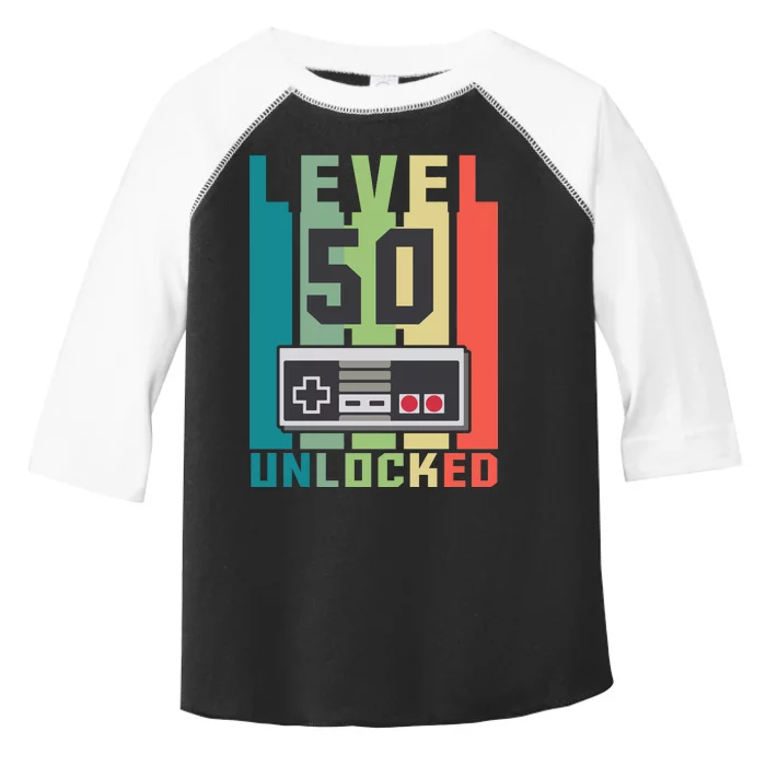 Level 50 Unlocked Funny Retro Gamer Birthday Toddler Fine Jersey T-Shirt