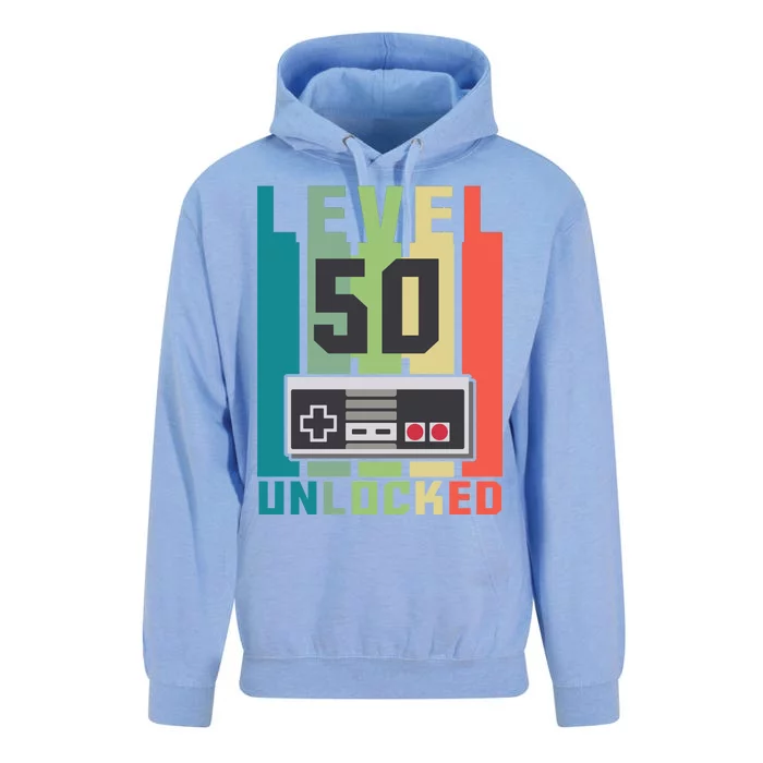 Level 50 Unlocked Funny Retro Gamer Birthday Unisex Surf Hoodie