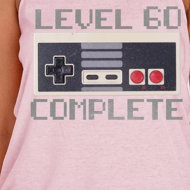 Level 60 Complete Retro Gamer 60th Birthday Women's Knotted Racerback Tank