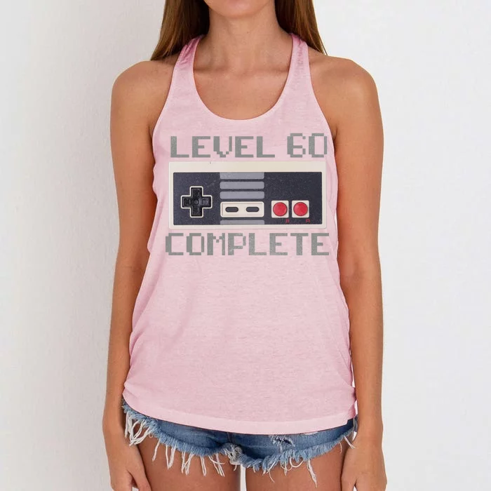 Level 60 Complete Retro Gamer 60th Birthday Women's Knotted Racerback Tank