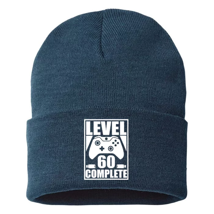 Level 60 Complete Video Gamer 60th Birthday Sustainable Knit Beanie