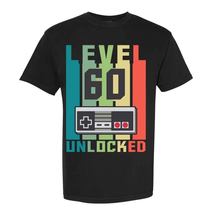 Level 60 Unlocked Funny Retro Gamer Birthday Garment-Dyed Heavyweight T-Shirt