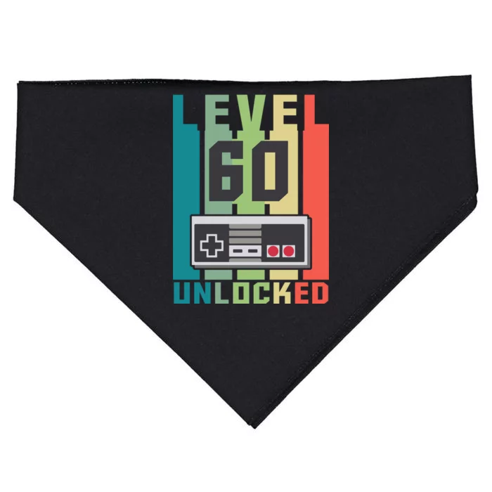 Level 60 Unlocked Funny Retro Gamer Birthday USA-Made Doggie Bandana