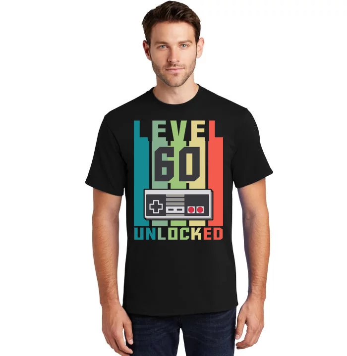 Level 60 Unlocked Funny Retro Gamer Birthday Tall T-Shirt