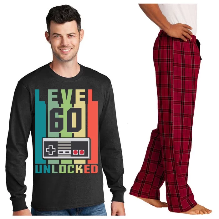 Level 60 Unlocked Funny Retro Gamer Birthday Long Sleeve Pajama Set