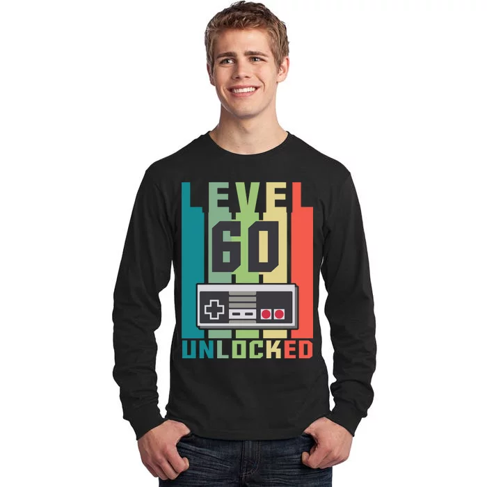 Level 60 Unlocked Funny Retro Gamer Birthday Tall Long Sleeve T-Shirt