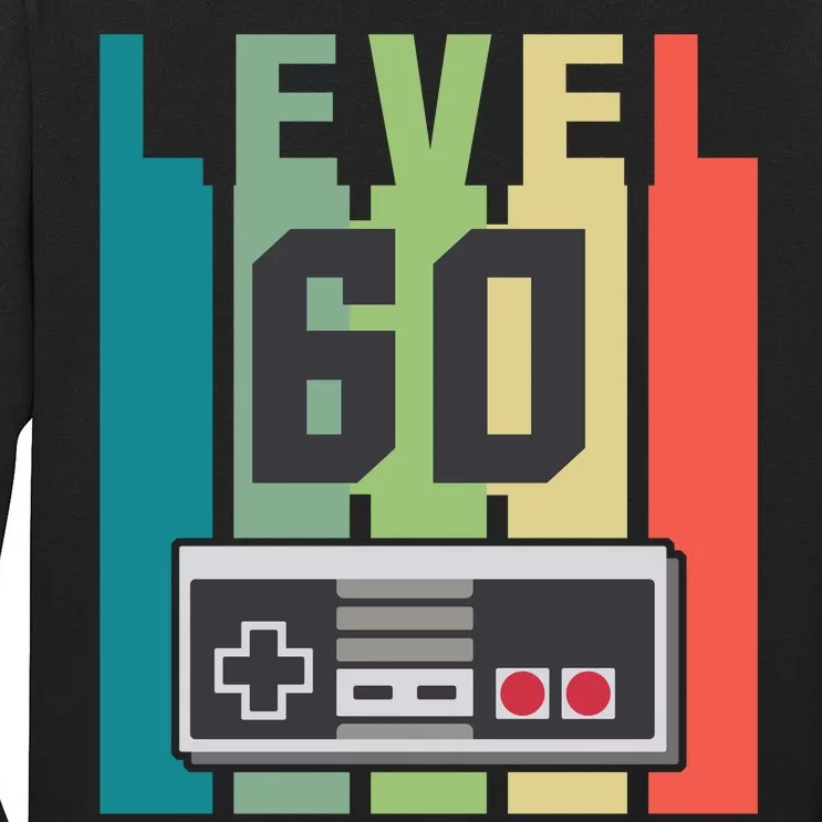 Level 60 Unlocked Funny Retro Gamer Birthday Tall Long Sleeve T-Shirt