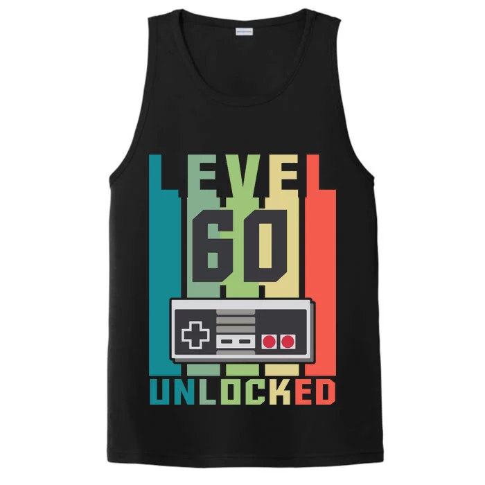 Level 60 Unlocked Funny Retro Gamer Birthday Performance Tank