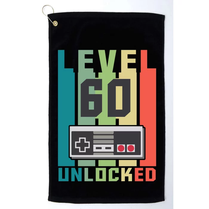 Level 60 Unlocked Funny Retro Gamer Birthday Platinum Collection Golf Towel