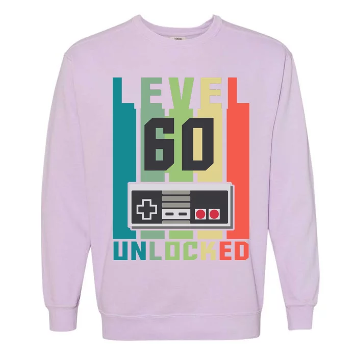 Level 60 Unlocked Funny Retro Gamer Birthday Garment-Dyed Sweatshirt