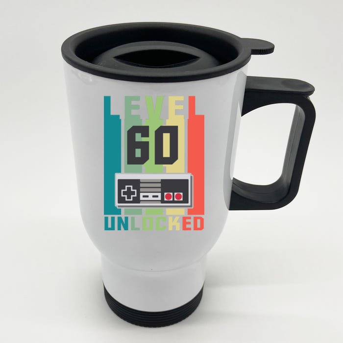 Level 60 Unlocked Funny Retro Gamer Birthday Front & Back Stainless Steel Travel Mug