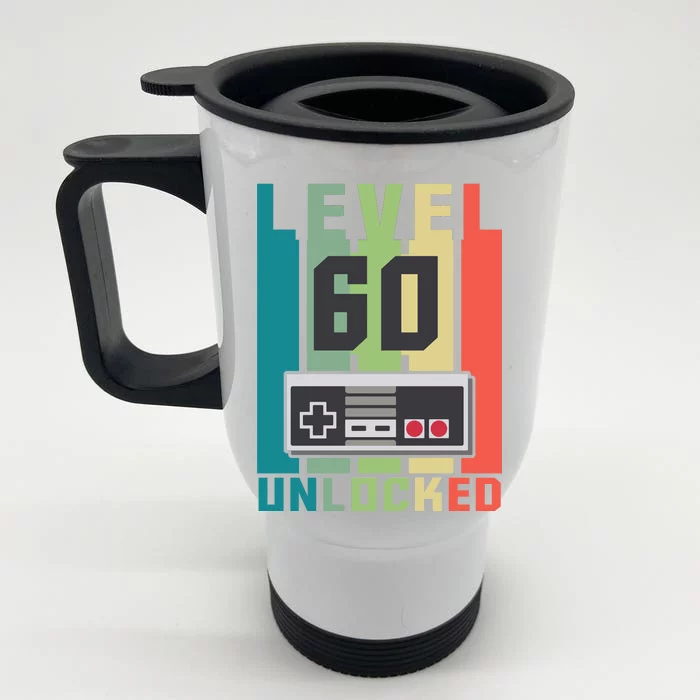 Level 60 Unlocked Funny Retro Gamer Birthday Front & Back Stainless Steel Travel Mug