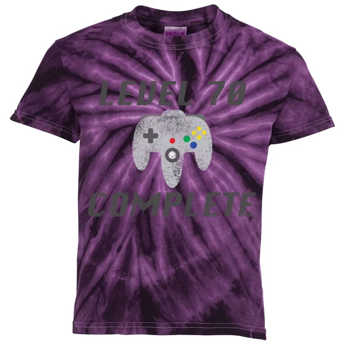 Level 70 Complete 70th Birthday Kids Tie-Dye T-Shirt