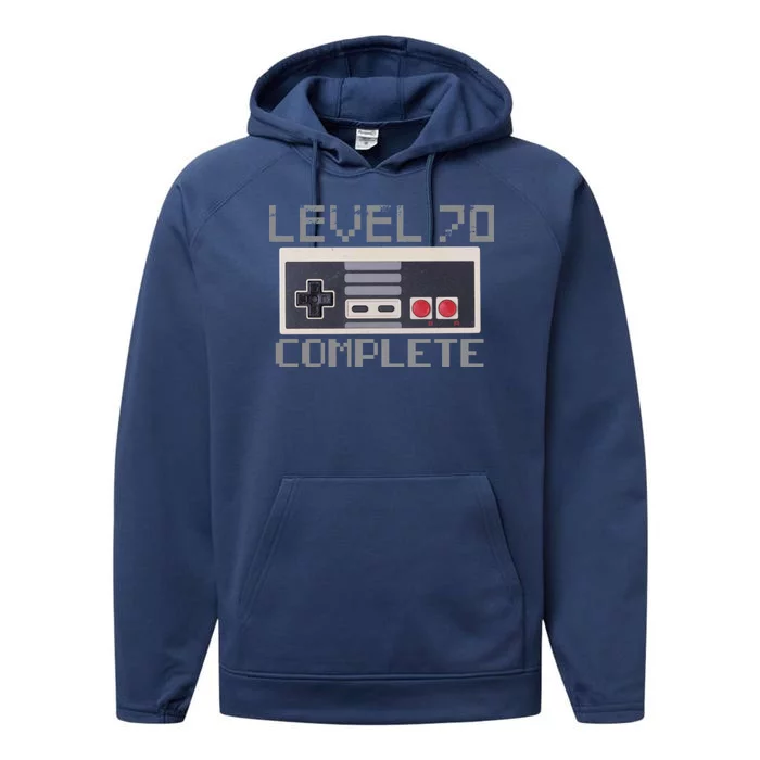 Level 70 Complete Retro Gamer 70th Birthday Performance Fleece Hoodie