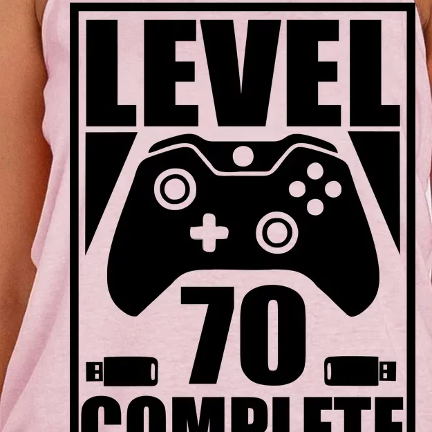 Level 70 Complete Video Gamer 70th Birthday Women's Knotted Racerback Tank