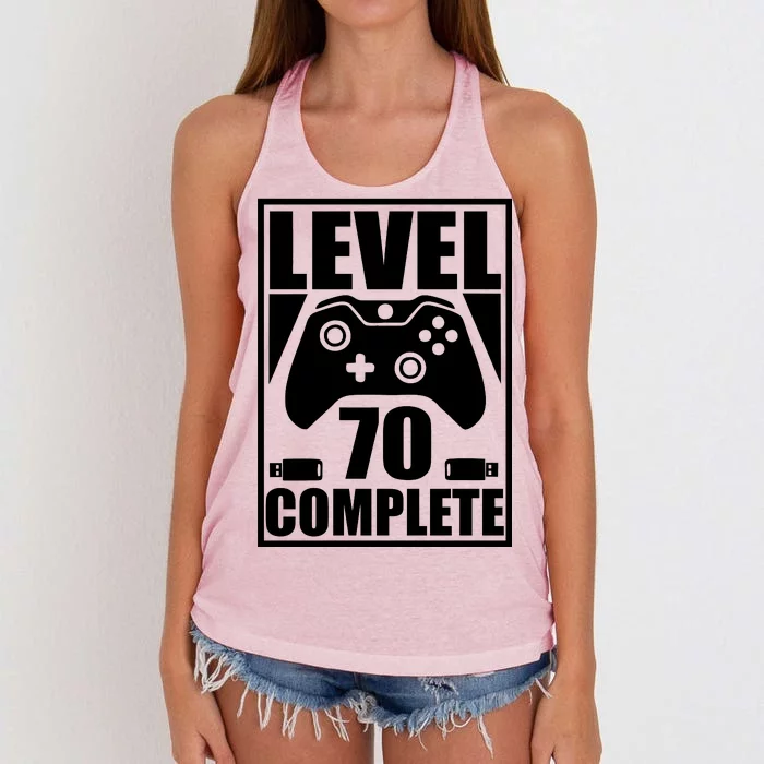 Level 70 Complete Video Gamer 70th Birthday Women's Knotted Racerback Tank