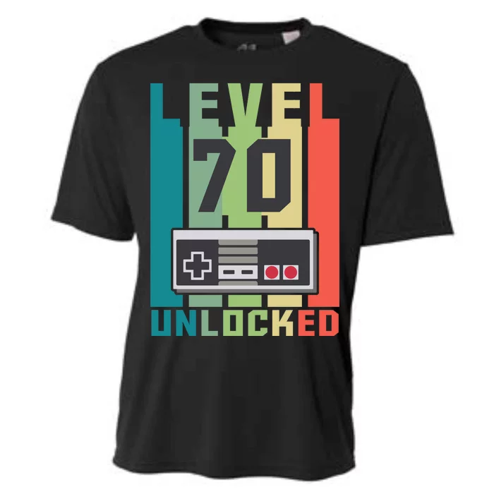 Level 70 Unlocked Funny Retro Gamer Birthday Cooling Performance Crew T-Shirt