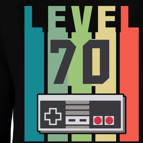 Level 70 Unlocked Funny Retro Gamer Birthday Womens Funnel Neck Pullover Hood