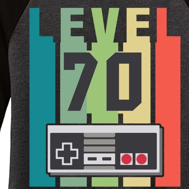 Level 70 Unlocked Funny Retro Gamer Birthday Women's Tri-Blend 3/4-Sleeve Raglan Shirt