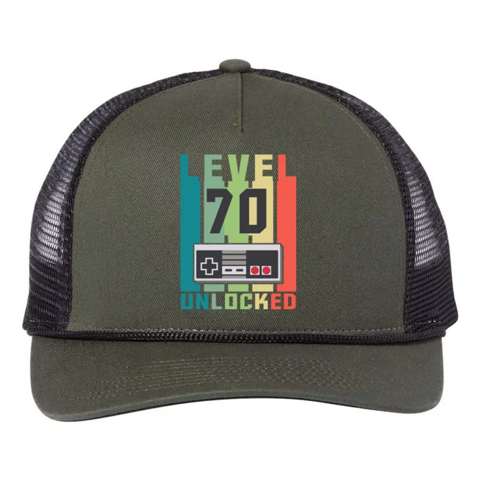 Level 70 Unlocked Funny Retro Gamer Birthday Retro Rope Trucker Hat Cap