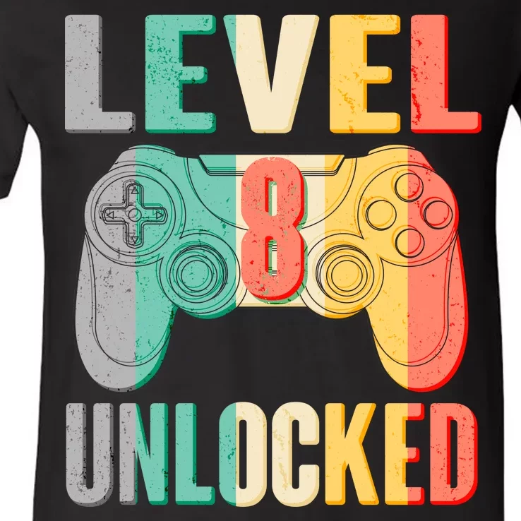 Level 8 Unlocked Eight Years Old V-Neck T-Shirt