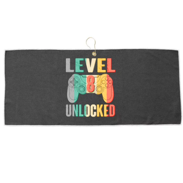 Level 8 Unlocked Eight Years Old Large Microfiber Waffle Golf Towel