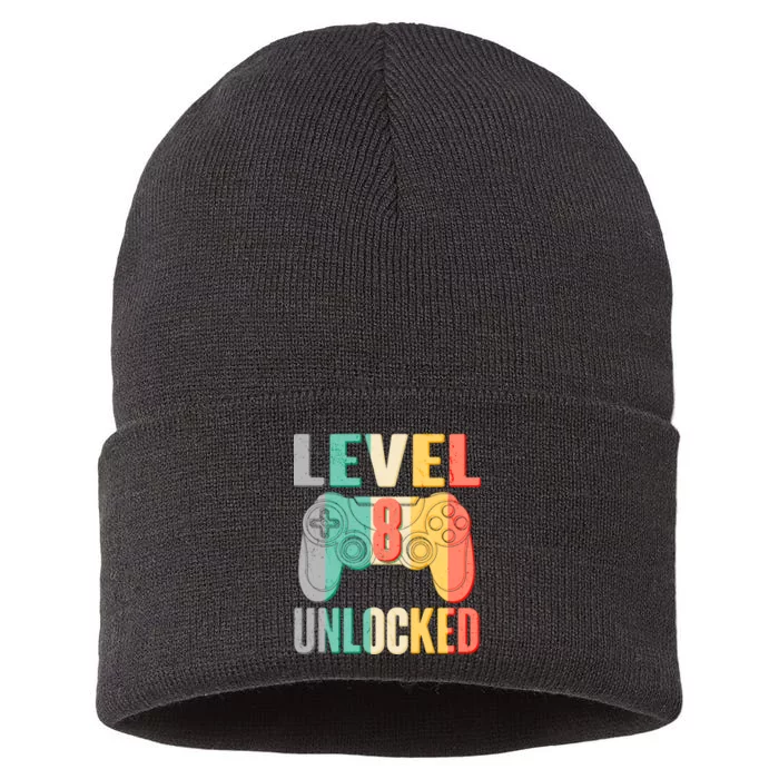 Level 8 Unlocked Eight Years Old Sustainable Knit Beanie