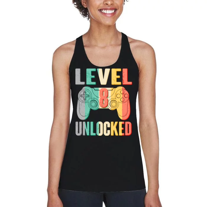 Level 8 Unlocked Eight Years Old Women's Racerback Tank