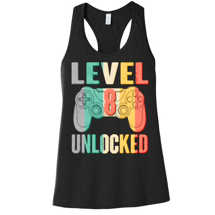 Level 8 Unlocked Eight Years Old Women's Racerback Tank