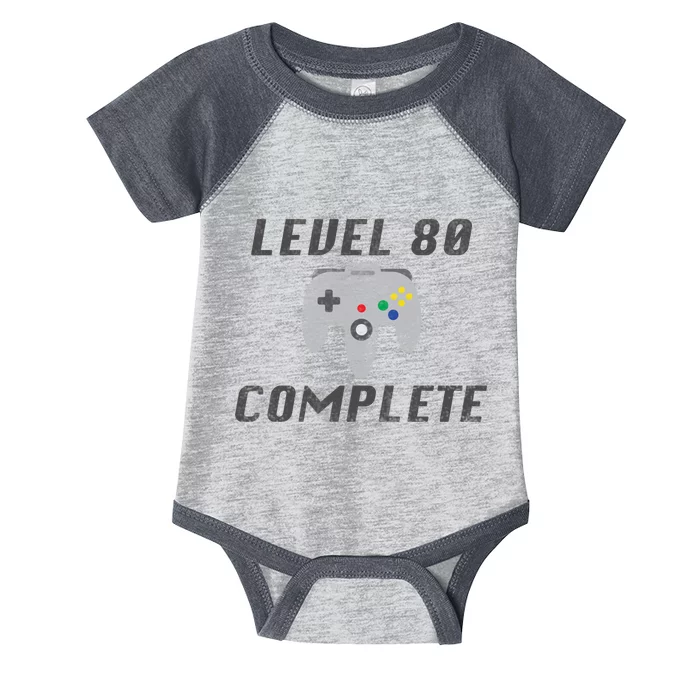 Level 80 Complete 80th Birthday Infant Baby Jersey Bodysuit