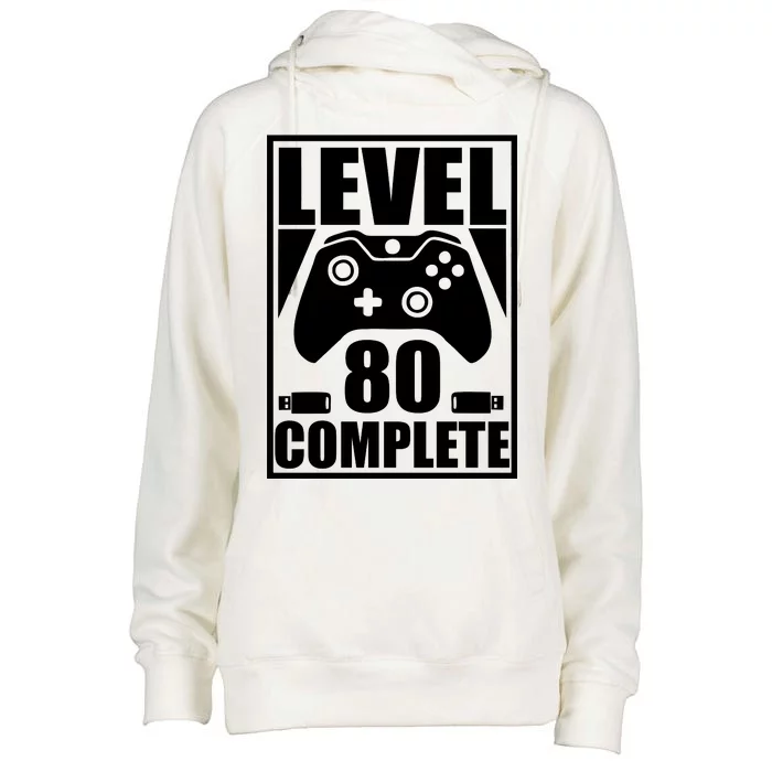 Level 80 Complete Video Gamer 80th Birthday Womens Funnel Neck Pullover Hood