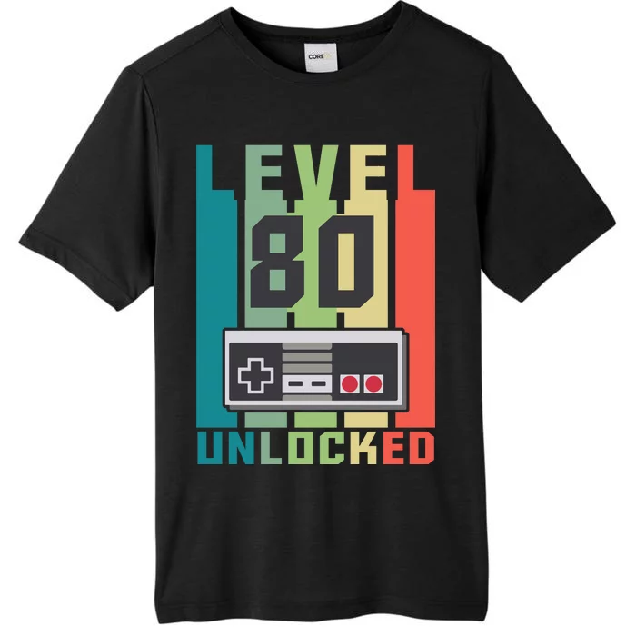 Level 80 Unlocked Funny Retro Gamer Birthday ChromaSoft Performance T-Shirt