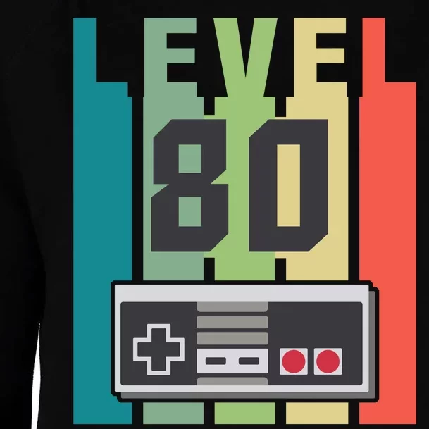 Level 80 Unlocked Funny Retro Gamer Birthday Womens Funnel Neck Pullover Hood