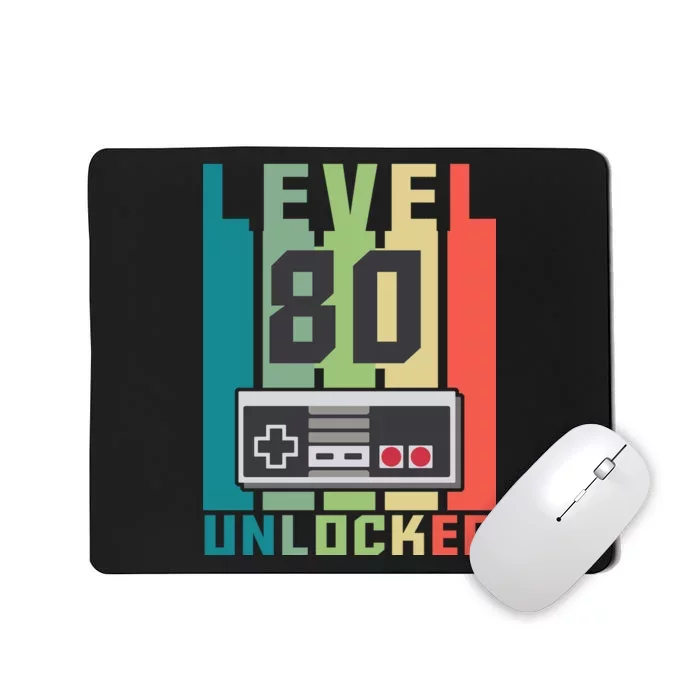 Level 80 Unlocked Funny Retro Gamer Birthday Mousepad