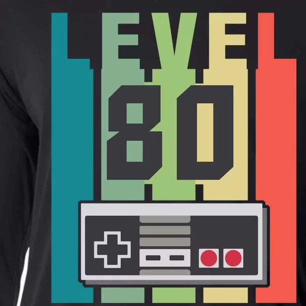 Level 80 Unlocked Funny Retro Gamer Birthday Cooling Performance Long Sleeve Crew