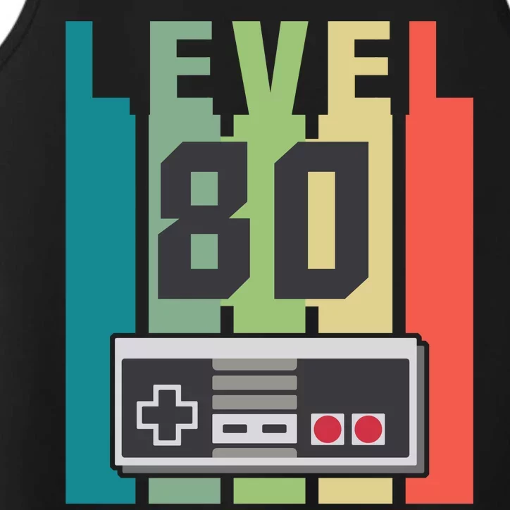 Level 80 Unlocked Funny Retro Gamer Birthday Performance Tank