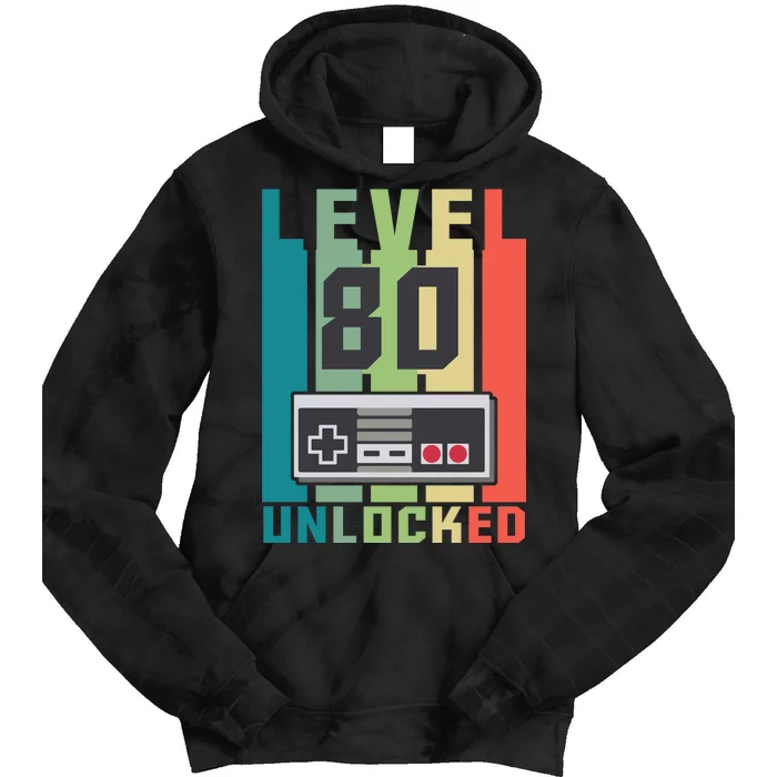 Level 80 Unlocked Funny Retro Gamer Birthday Tie Dye Hoodie