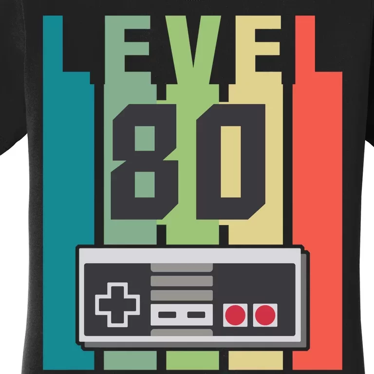 Level 80 Unlocked Funny Retro Gamer Birthday Women's T-Shirt