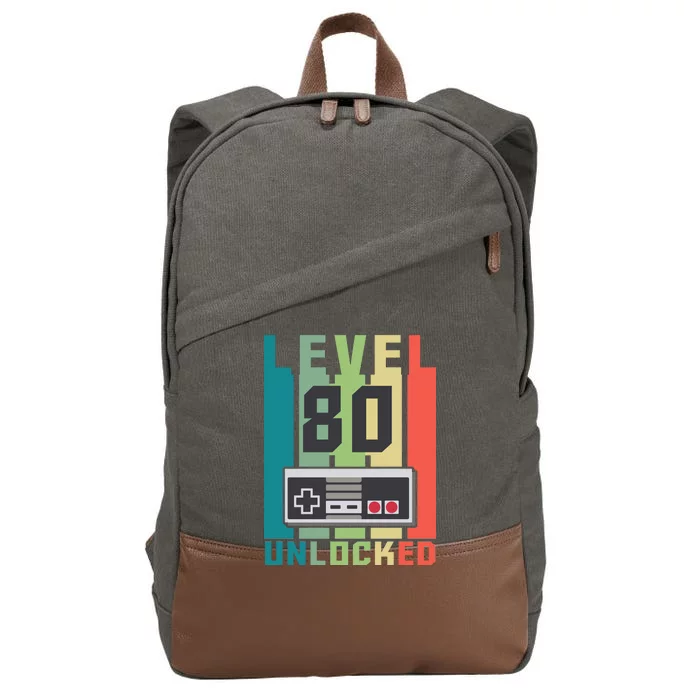 Level 80 Unlocked Funny Retro Gamer Birthday Cotton Canvas Backpack