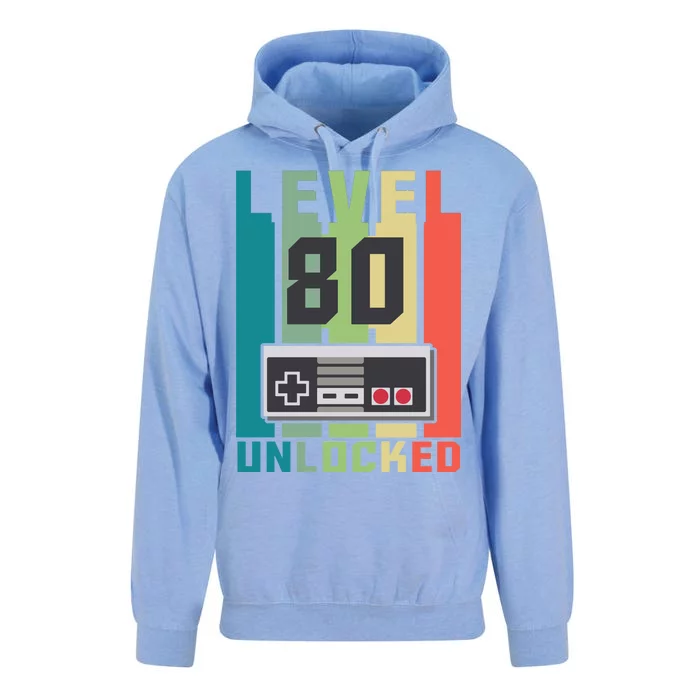 Level 80 Unlocked Funny Retro Gamer Birthday Unisex Surf Hoodie