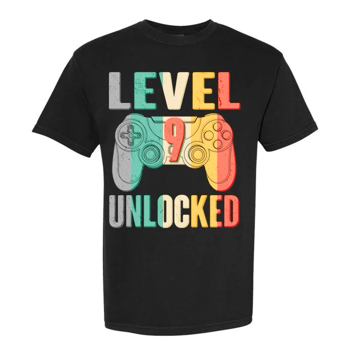 Level 9 Unlocked Nine Years Old Garment-Dyed Heavyweight T-Shirt